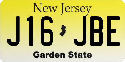 NJ license plate J16JBE