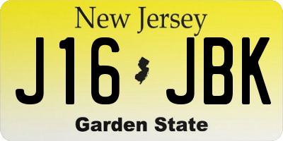 NJ license plate J16JBK