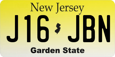 NJ license plate J16JBN