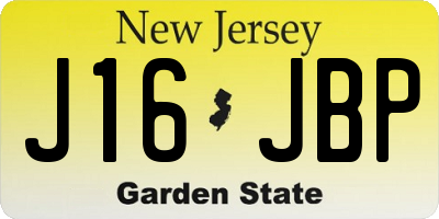 NJ license plate J16JBP