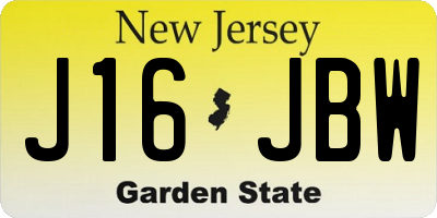 NJ license plate J16JBW