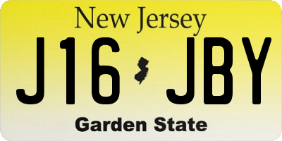 NJ license plate J16JBY