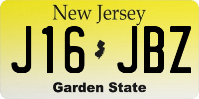 NJ license plate J16JBZ