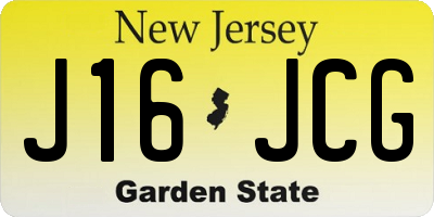 NJ license plate J16JCG