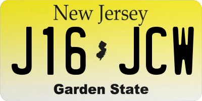 NJ license plate J16JCW