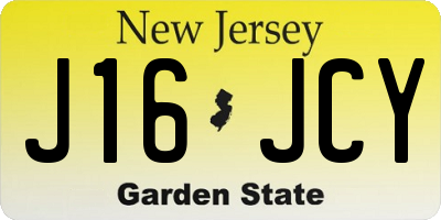 NJ license plate J16JCY