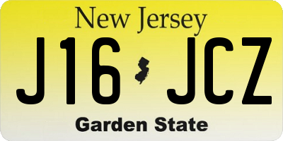 NJ license plate J16JCZ
