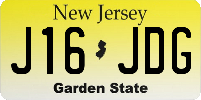 NJ license plate J16JDG