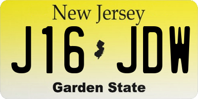 NJ license plate J16JDW