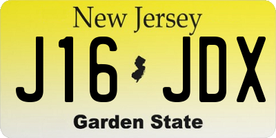 NJ license plate J16JDX