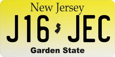 NJ license plate J16JEC