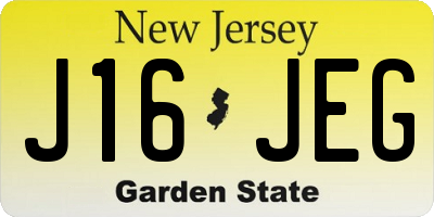 NJ license plate J16JEG
