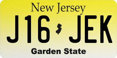 NJ license plate J16JEK