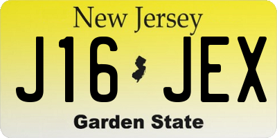 NJ license plate J16JEX