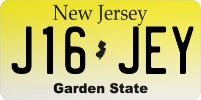 NJ license plate J16JEY