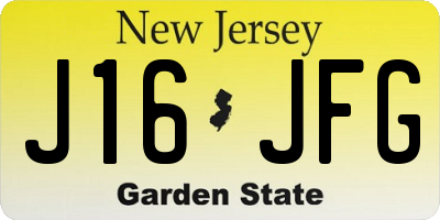 NJ license plate J16JFG