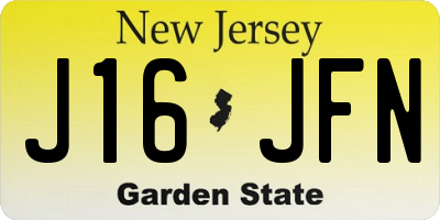 NJ license plate J16JFN