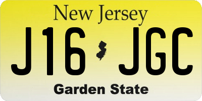 NJ license plate J16JGC