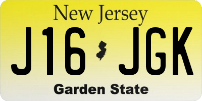 NJ license plate J16JGK