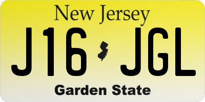 NJ license plate J16JGL