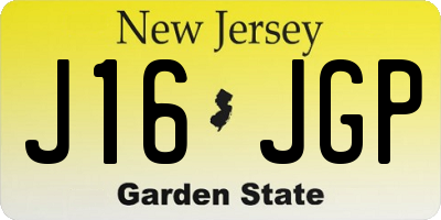 NJ license plate J16JGP