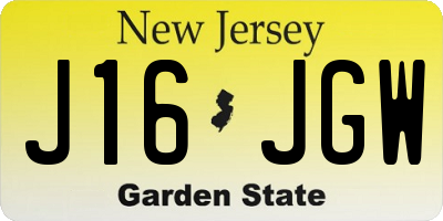 NJ license plate J16JGW