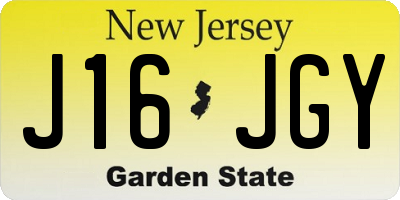 NJ license plate J16JGY