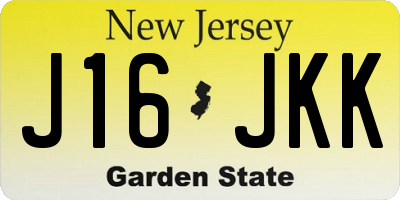 NJ license plate J16JKK