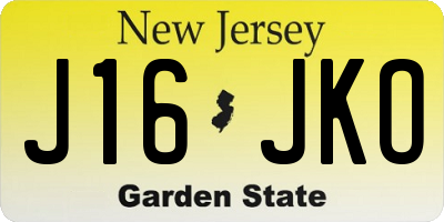 NJ license plate J16JKO