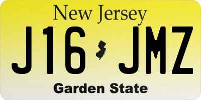 NJ license plate J16JMZ