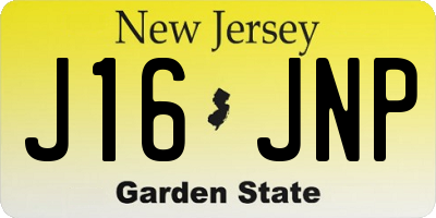 NJ license plate J16JNP
