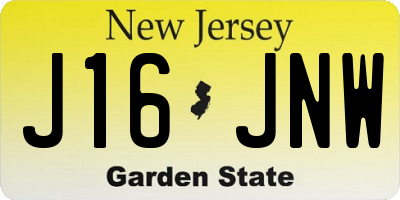 NJ license plate J16JNW