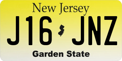 NJ license plate J16JNZ