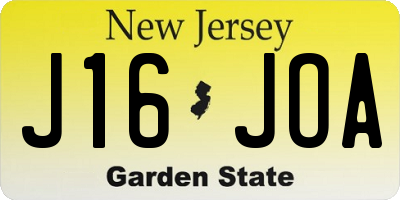 NJ license plate J16JOA