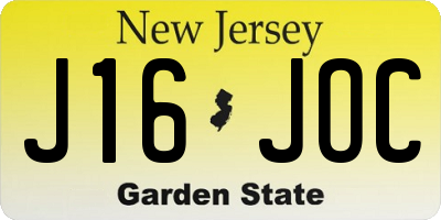 NJ license plate J16JOC