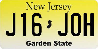 NJ license plate J16JOH