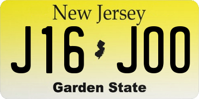 NJ license plate J16JOO