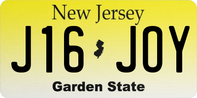 NJ license plate J16JOY