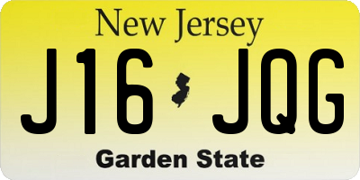 NJ license plate J16JQG
