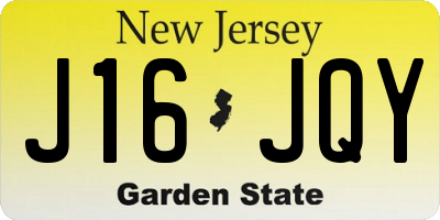 NJ license plate J16JQY