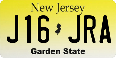 NJ license plate J16JRA