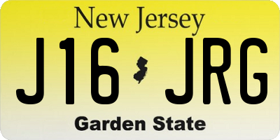 NJ license plate J16JRG