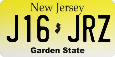 NJ license plate J16JRZ