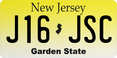 NJ license plate J16JSC
