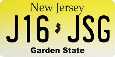 NJ license plate J16JSG