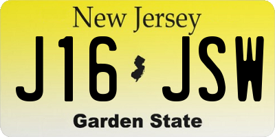 NJ license plate J16JSW