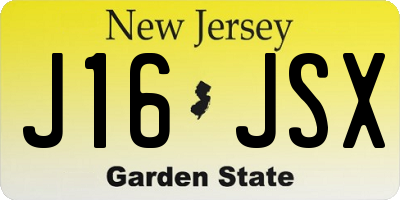 NJ license plate J16JSX