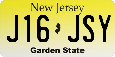 NJ license plate J16JSY