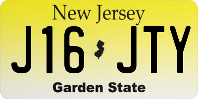 NJ license plate J16JTY