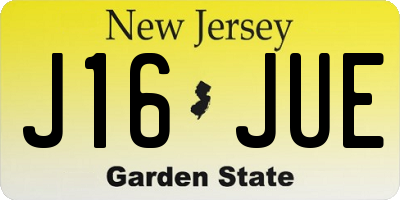 NJ license plate J16JUE